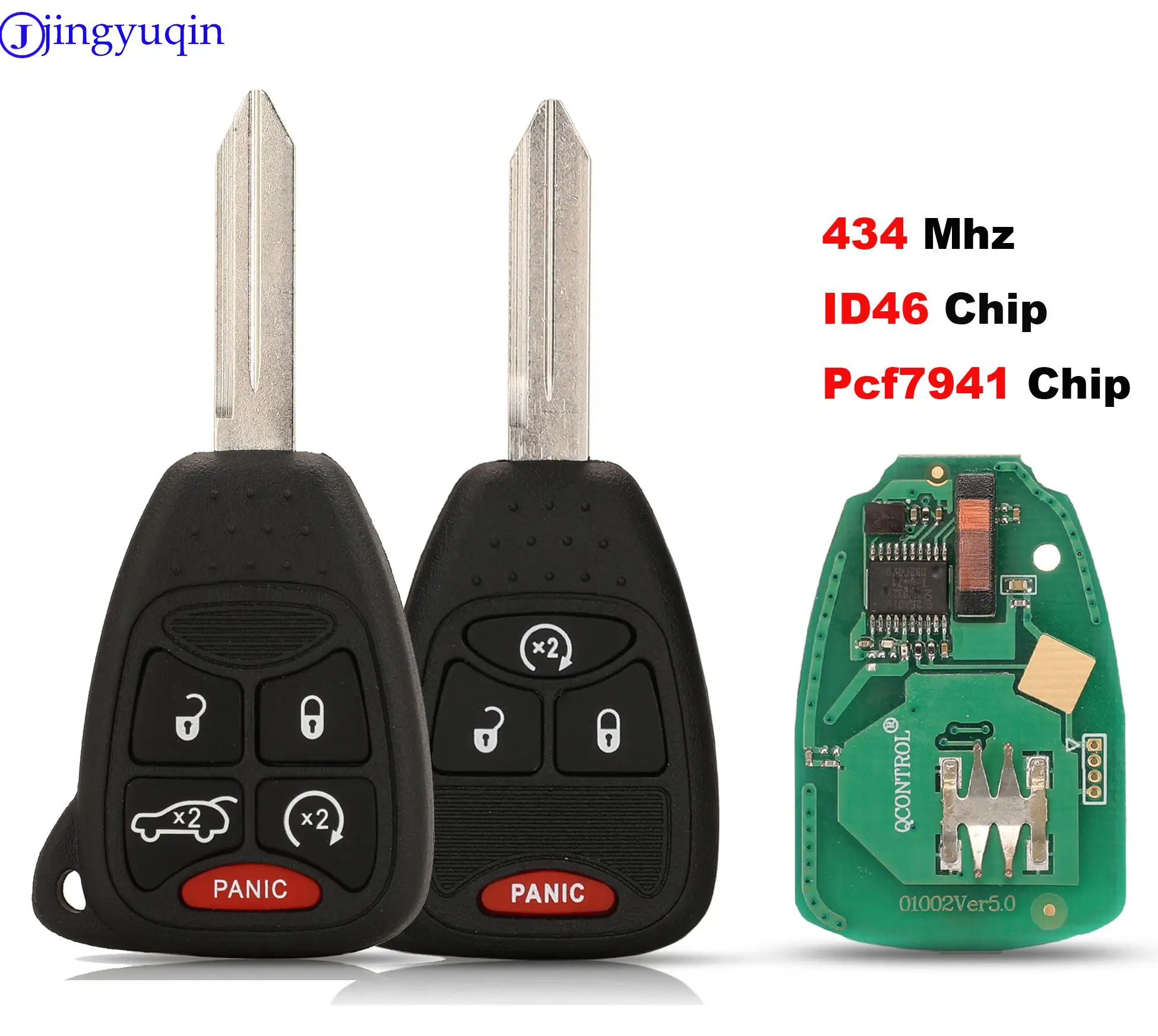 

jingyuqin 434Mhz ID46/PCF7941 Car Key Transmite for Dodge RAM JEEP Commander Compass Grand Cherokee Liberty Wrangler Chrysler