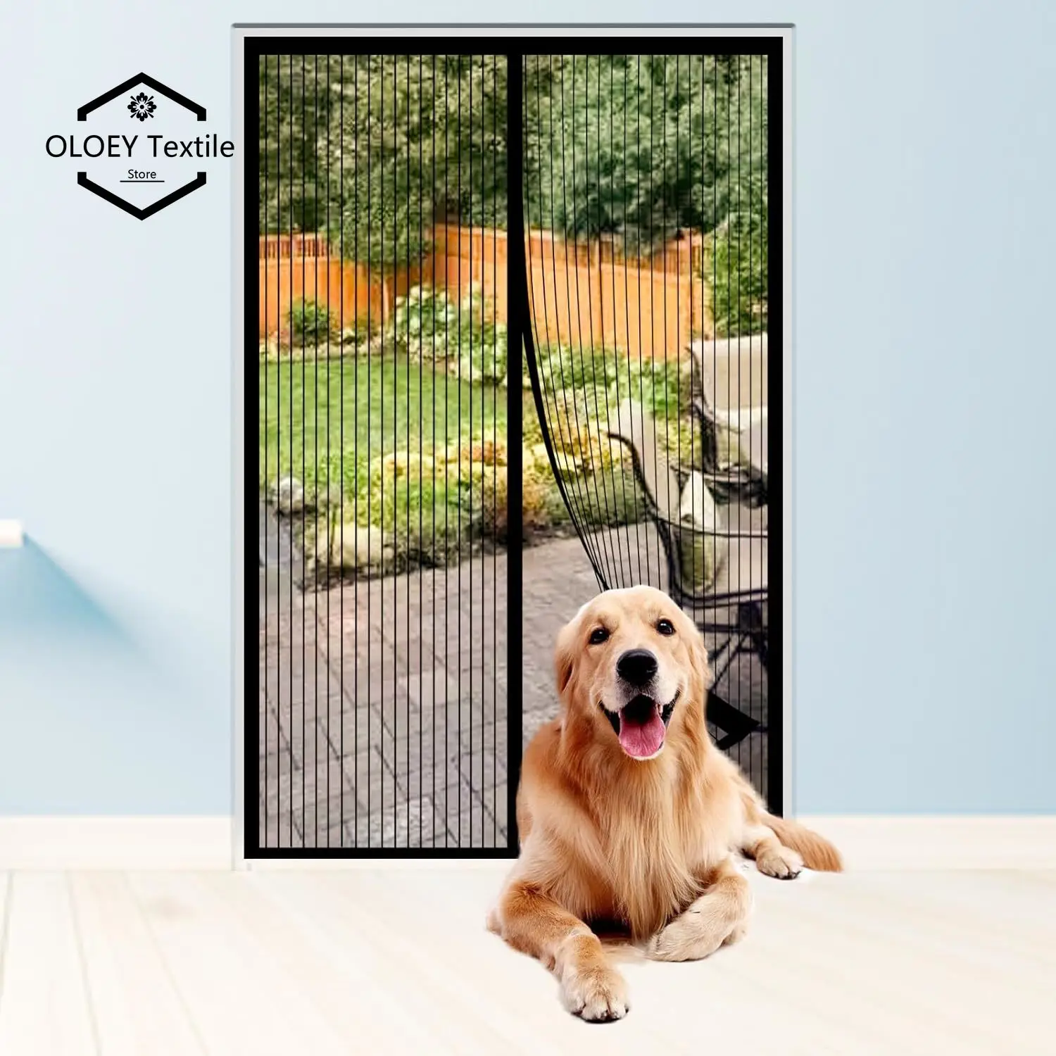 

High-Density Magnetic Screen Door Mesh for Home and Patio, Tear Resistant Backdoor Screen Net with Magnetic Closure