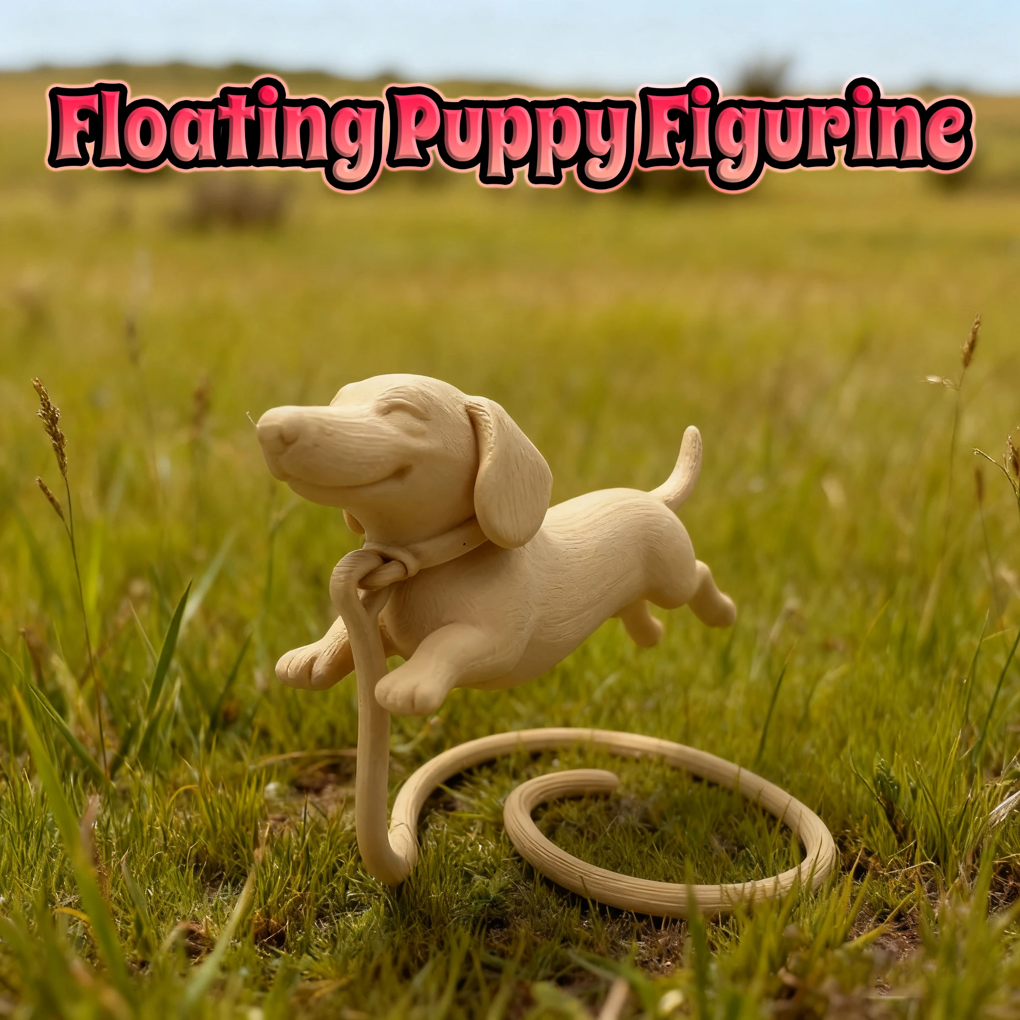 1pc Cute Floating Dachshund Figurine, suitable for warm desktop display & elegant study decor,