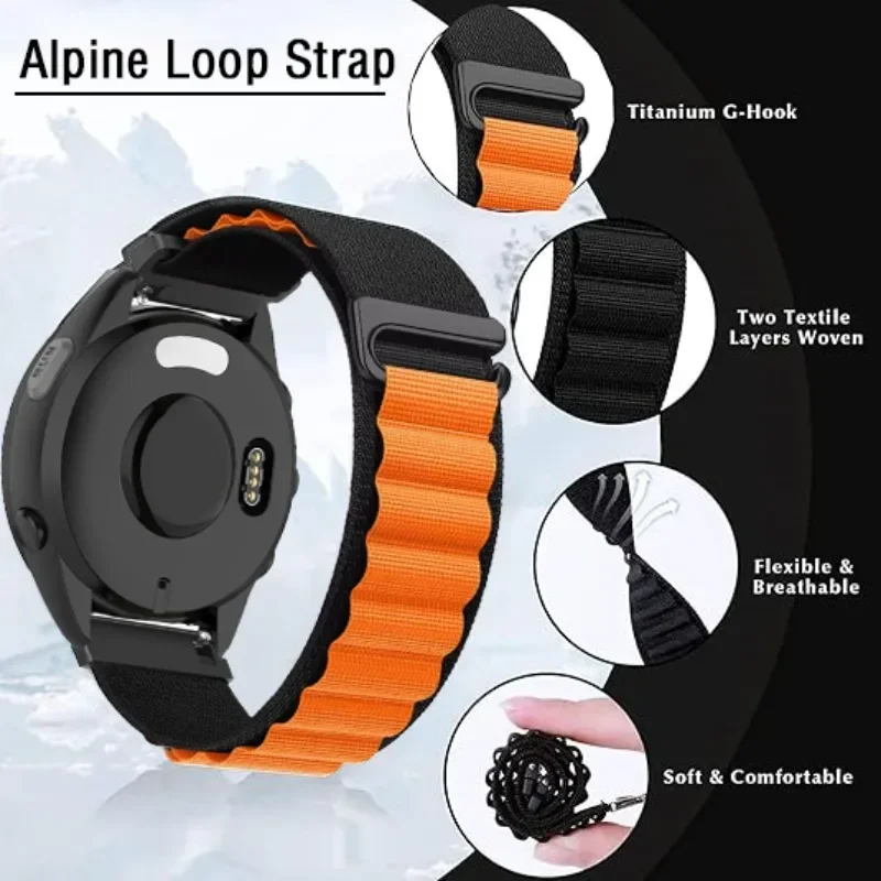 22mm 20mm Nylon Strap For Garmin Forerunner 165 265 965 55 Alpine Loop Bracelet Wristband Garmin Venu 3/Vivomove Trend/Active 5