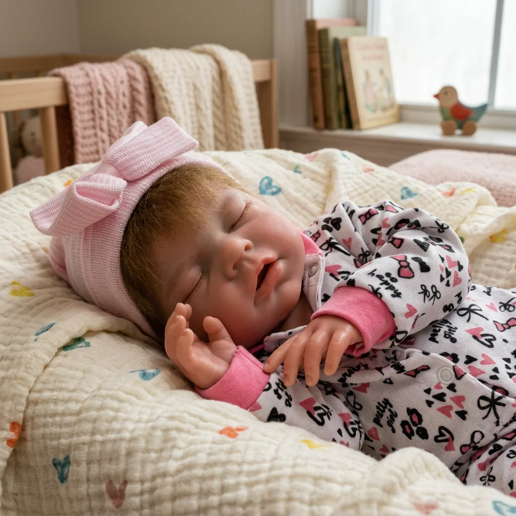 20 Inch Full Body Silicone Reborn Doll Closed Eyes Rooted Hair Lifelike Waterproof Handmade Collectible Art Doll For Hobby