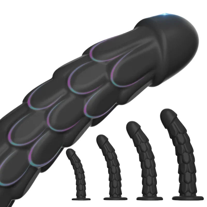 Silicone Penis Anal Plug Strong Suction Cup Fish Scale Butt Plug Prostate Massager Masturbation Sex Toys For Woman Men Couples