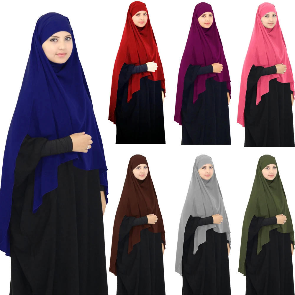 

Long Khimar Hijab Women Muslim Prayer Garment Clothes Islamic Overhead Niqab Nikab Ramadan Eid Hijabs Arab Veil Headscarf Tops