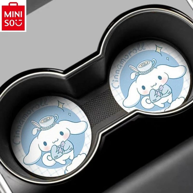 MINISO car water cup mat, anti slip storage mat for car interior, universal cute Hello Kitty cartoon anime decoration products