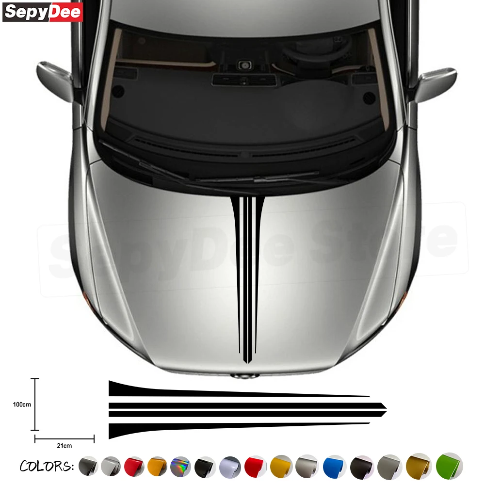 

Univeral Car Hood Bonnet Stickers Racing Sport Stripe Graphic Auto Body Engine Cover Decor Vinyl Decals Car Accessories