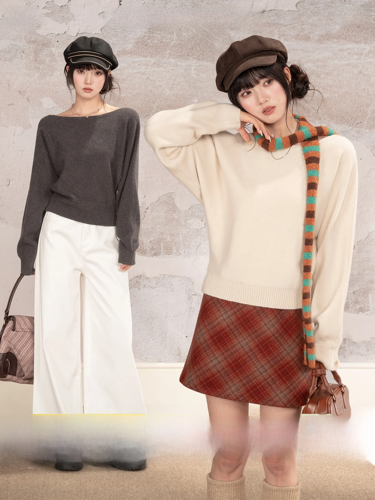 

Loveheynew Vintage ey Oversized Crew Ne Sweater Women's Winter Loose Slimming Lazy Feel Top Commute Sle Long Sve