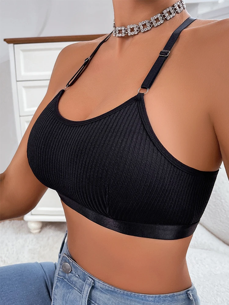 Sexy Ribbed Bras Backless Brassiere Hollow Out Solid Women Underwear Breathable Camisole New Fashion Best Selling Ladies Bras