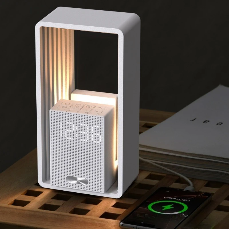 2026 Sunrise Simulation Wake Up LED Bedside Lamp With White Noise Speaker Multi Function Soft Night Light