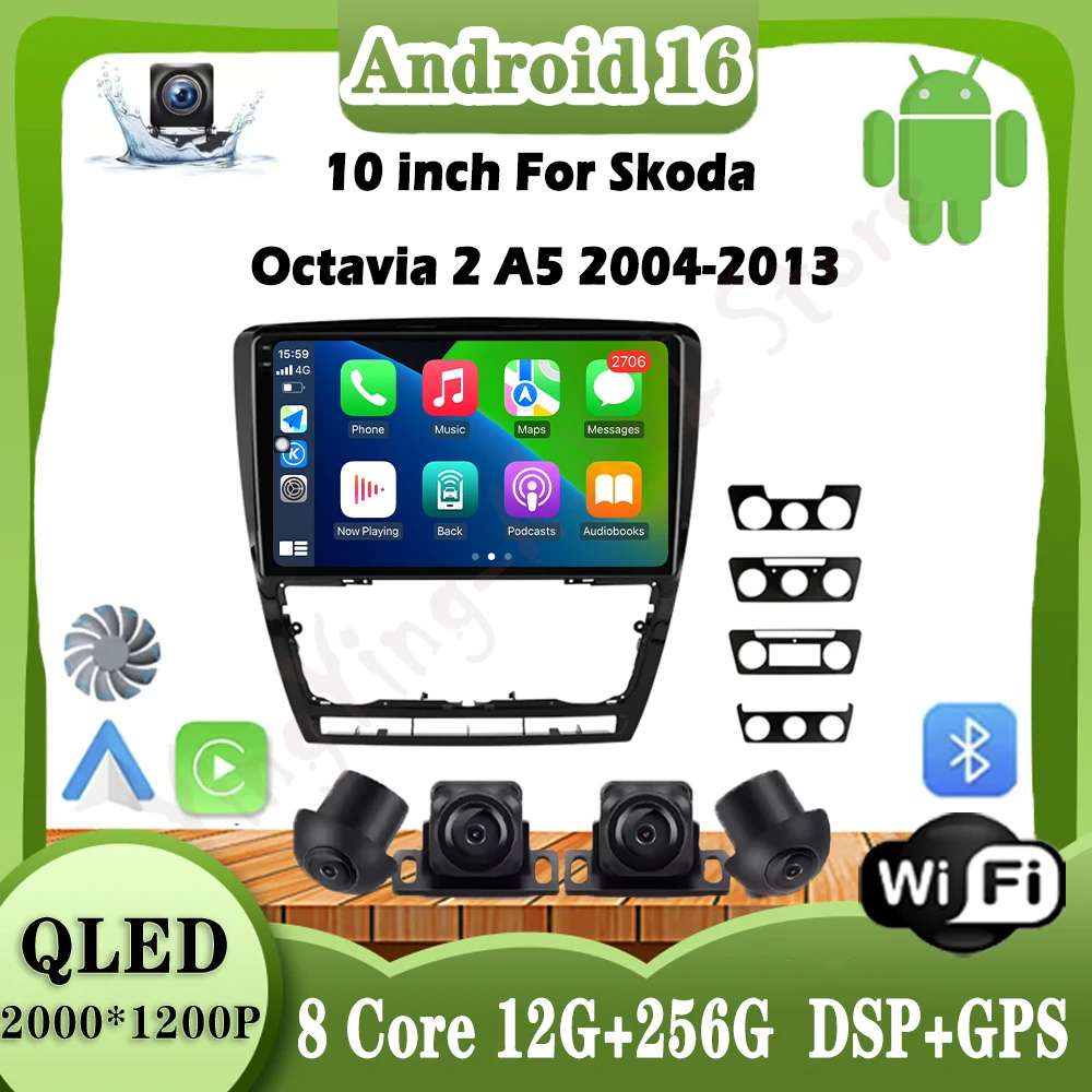 

10 inch Android Auto Radio Car Multimedia GPS Video For Skoda Octavia 2 A5 2004-2013 Wireless CarPlay 4G