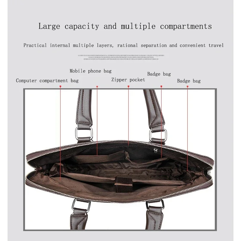 Maletín de negocios de cuero de doble capa para hombre, bolso de hombro informal, bolso de mensajero para portátiles, bolsos de viaje, nuevo