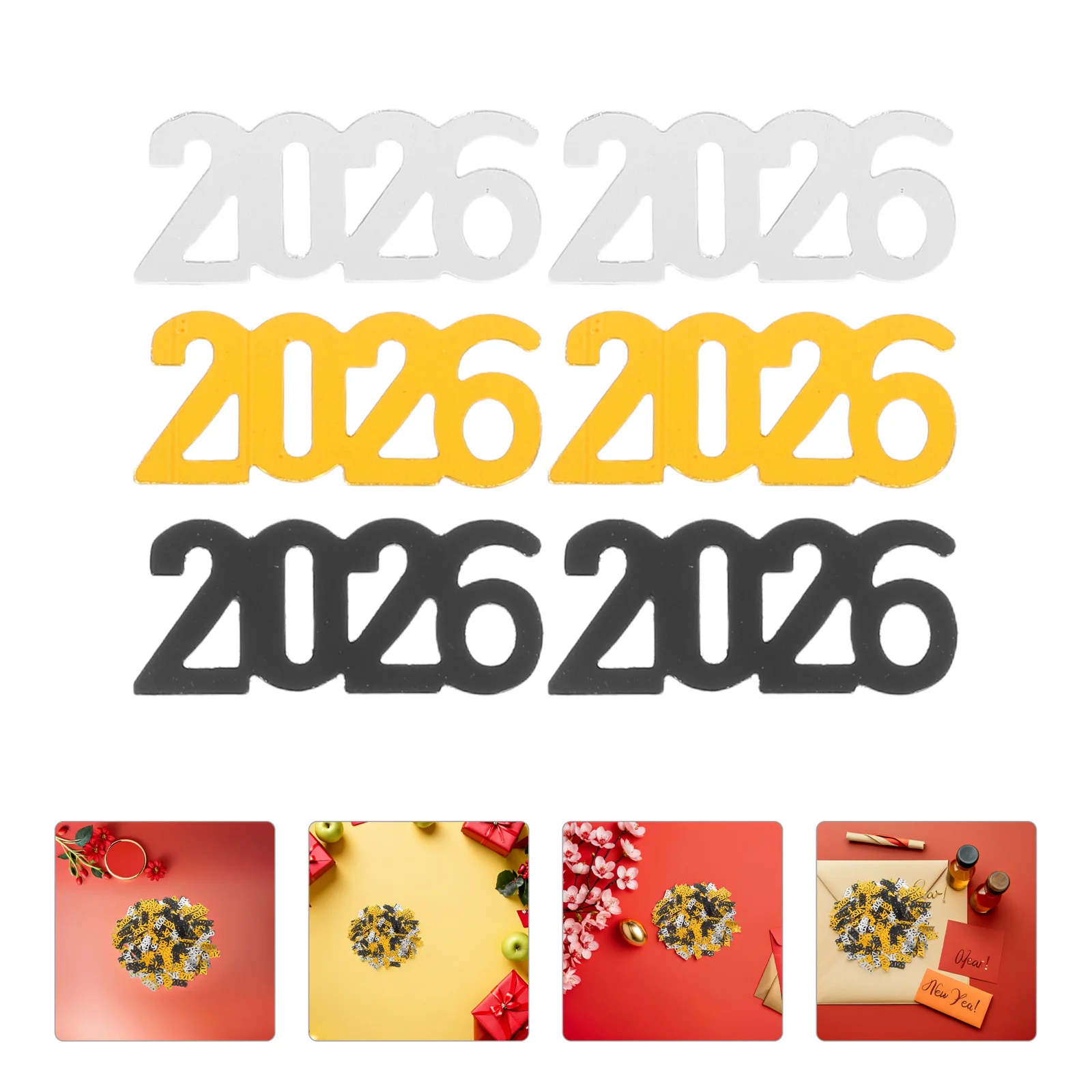 

2 Bags 2026 Confetti Happy New Year Glitter Plastic Table Scatter Party Decorations New Years Eve Supplies Graduation
