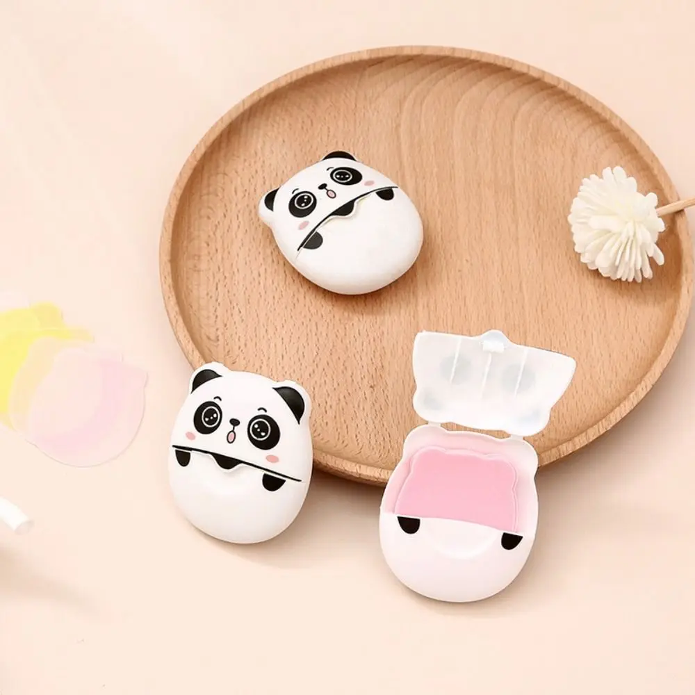 

50Pcs/Box Mini Panda Shape Soap Sheets Disposable Boxed Soap Paper Traveling Outdoor Washing Hand Bactericidal Soap Flakes