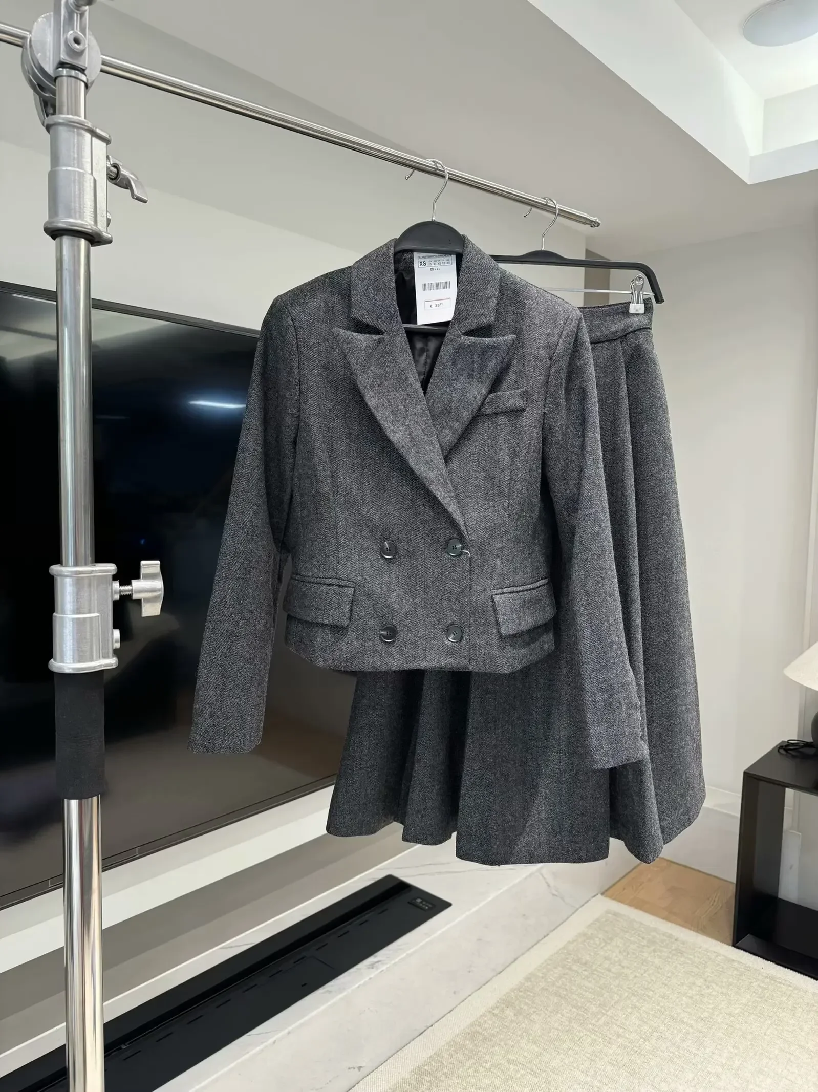 Ladies' new fashion flip decoration slim casual double breasted wool blend suit coat retro long sleeved women's coat chic Top