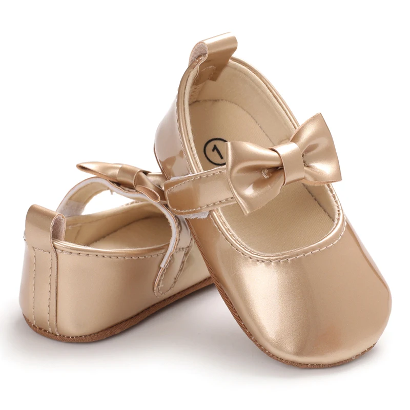 Golden Newborn Baby Baptism Walking Shoes Elegant And Noble Gold Princess Shoes Comfortable Soft Soles Non-slip Walking Shoes