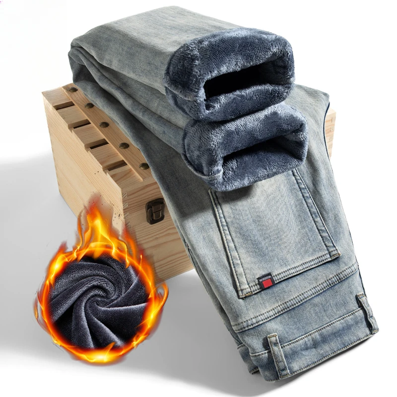 Calças jeans largas retas masculinas, de veludo elástico macio, velo de lama amarelo retrô, jeans de rua alta, moda masculina, novo, 2024