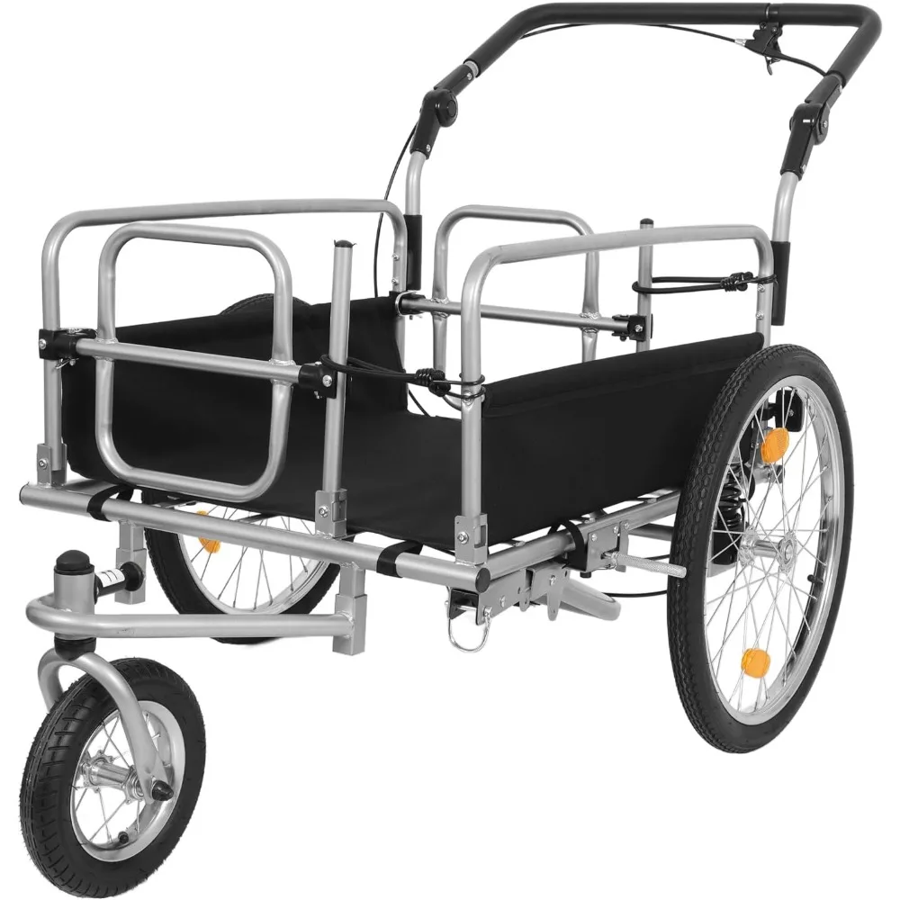 3-in-1 Heavy-Duty Bike Cargo Trailer – E-Bike Compatible Steel Frame, 110lb Capacity, 20 Wheels & Accessories