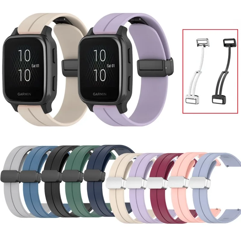 For Garmin Venu Sq 2 /venu2 plus Vivoactive 3 5 6 Music element 20mm Silicone Magnetic Buckle Strap Soft Watch Band Sports Loop