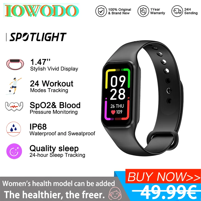 IOWODO Smart Watch for Men Women Calorie Counting Smartwatch Pedometer 1.47