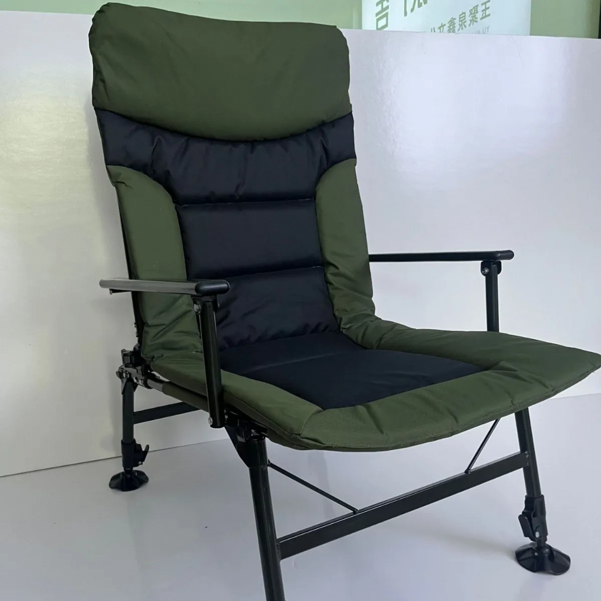 Heavy Duty Foldable Fishing Camping Chair, Reclining Camo Seat with Reinforced Steel, Sturdy Durable & High Load Capacity