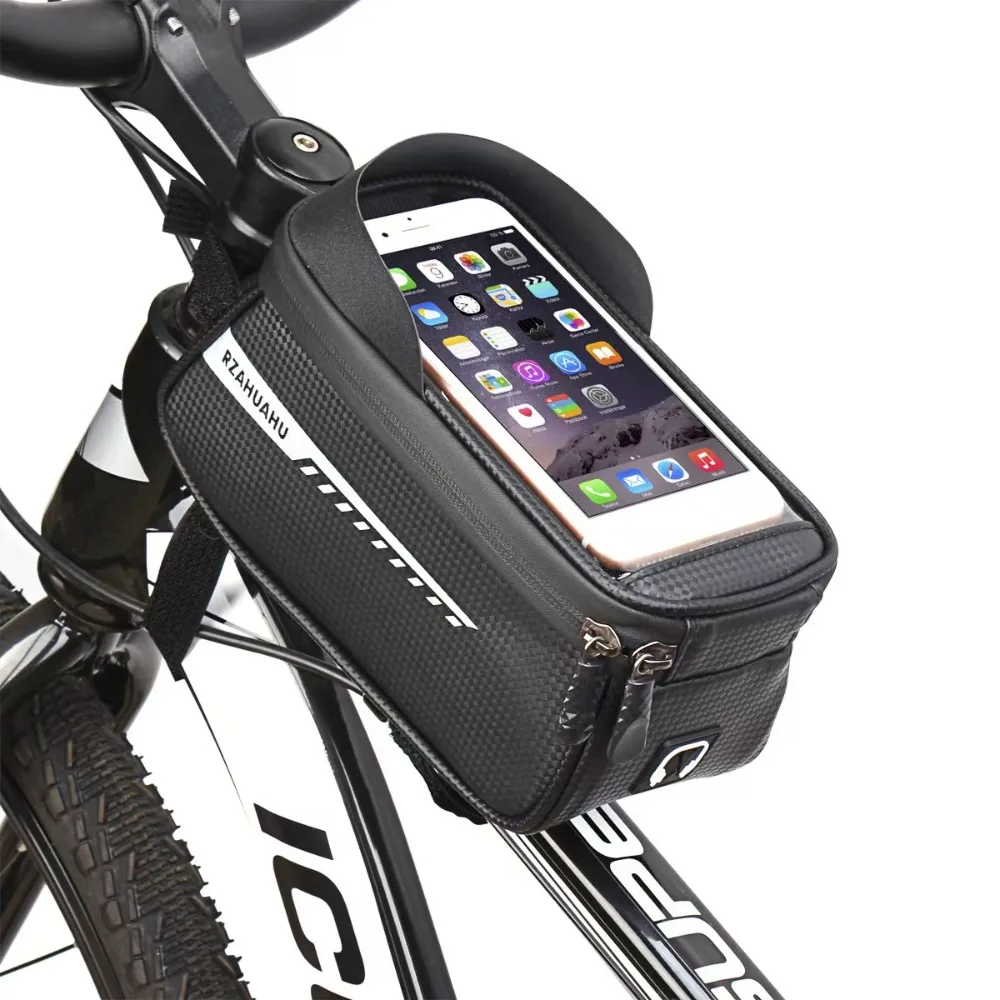 Fahrrad-Vorderrahmentasche, Vorderrohr-Fahrradtasche, Wasserdichter Touchscreen-Handyhalter, Wasserdichte Satteltasche, Fahrradzubehör – Detail 1