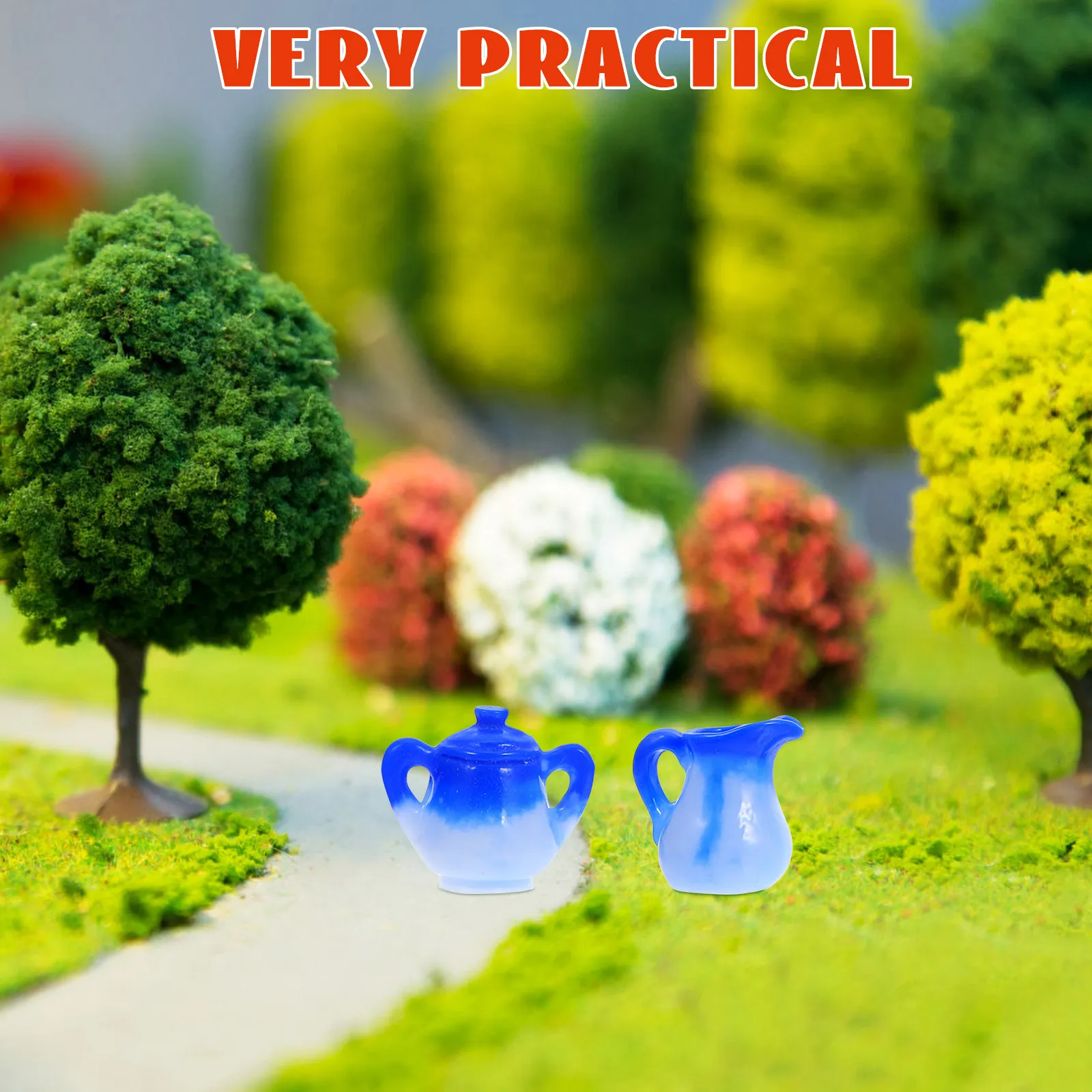 

10Pcs Miniature Porcelain Plate Set Blue White Chinese Style Mini Kitchen Decoration DIY Home Display Creative Resin Tea Cups