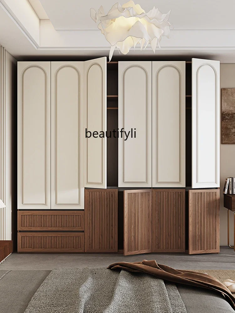 Handle-free segmented wardrobe, bedroom home swing door 18-board economical wardrobe