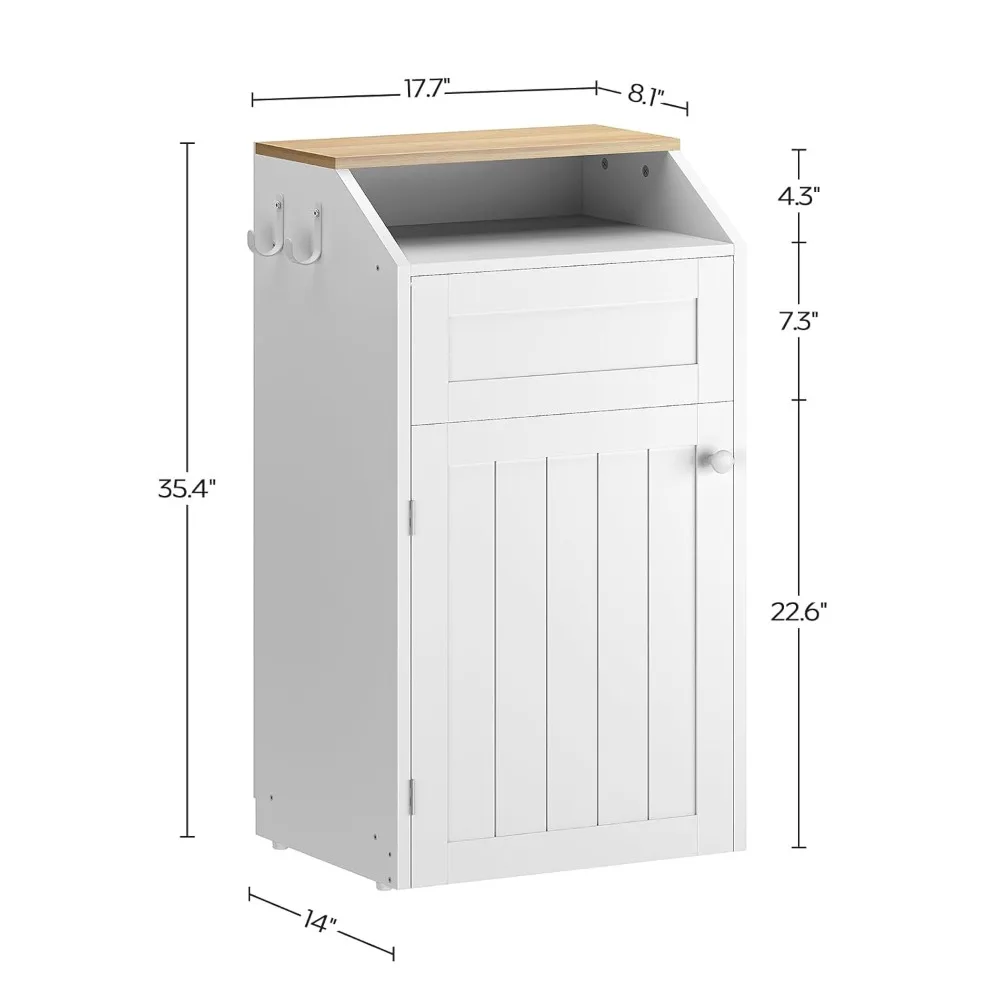 صندوق إعادة تدوير خشبي مع باب قلاب - سعة 10 جالون، خزانة قمامة المطبخ المخفية، سلة قمامة قائمة بذاتها لسقف الغسيل #2