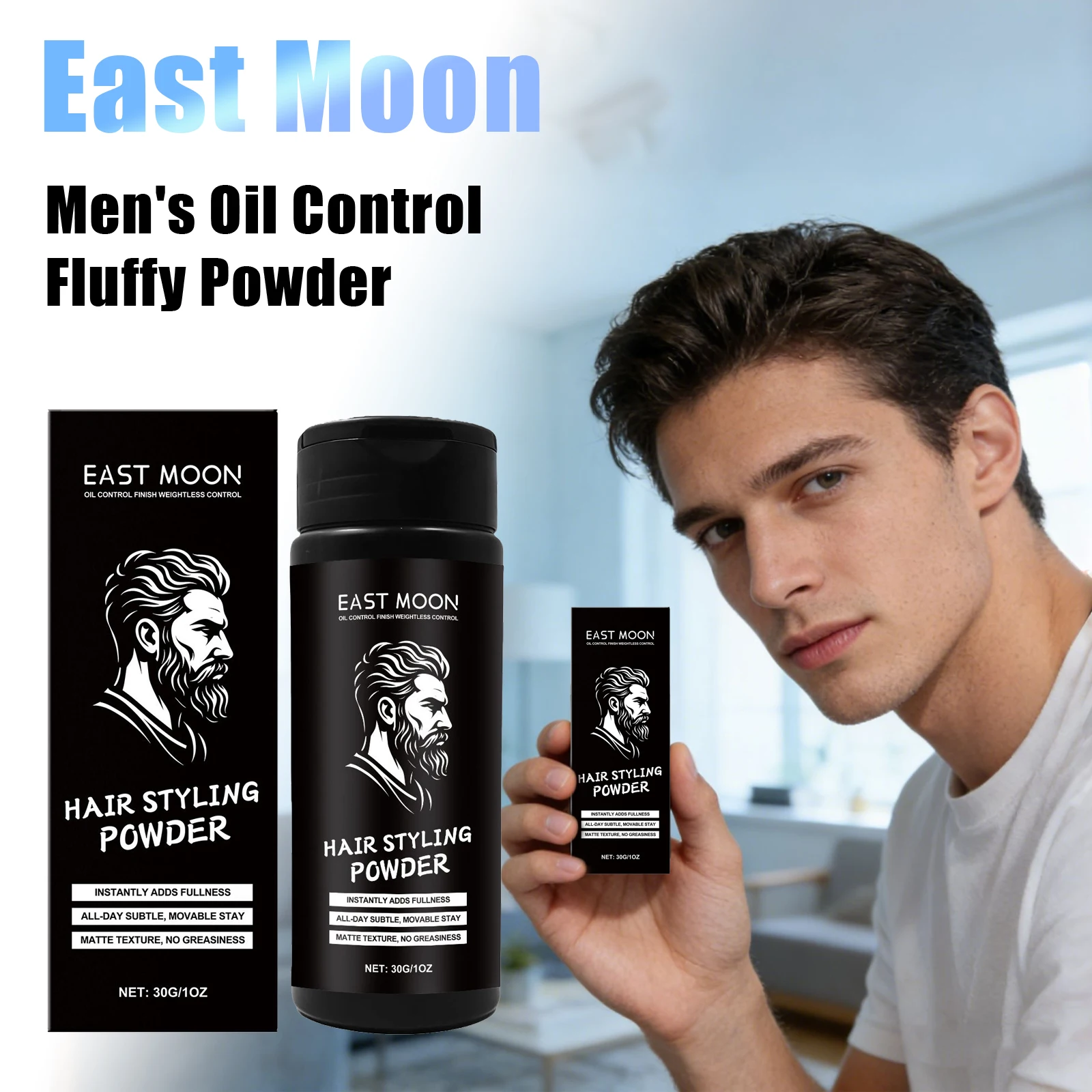 East Moon Men Hair Fluffy Powder Oil Control Increase Volume Improving Hairstyle Maintain Tidy Portable Hair Volumizing Powders