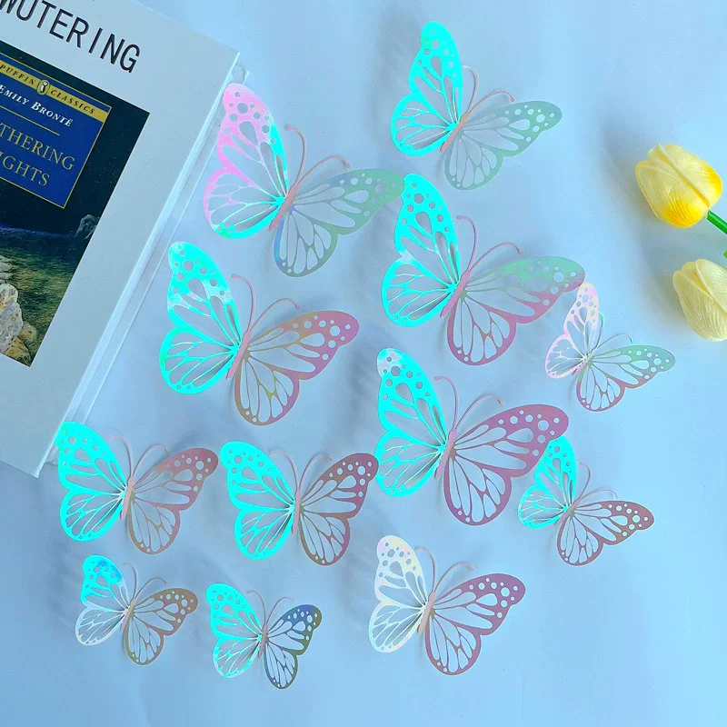 12Pcs/Set Fashion 3D Butterfly Creative DIY Wall Sticker Modern Wall Art Bedroom Kids Room Home Decorative Butterflies DIY Gift