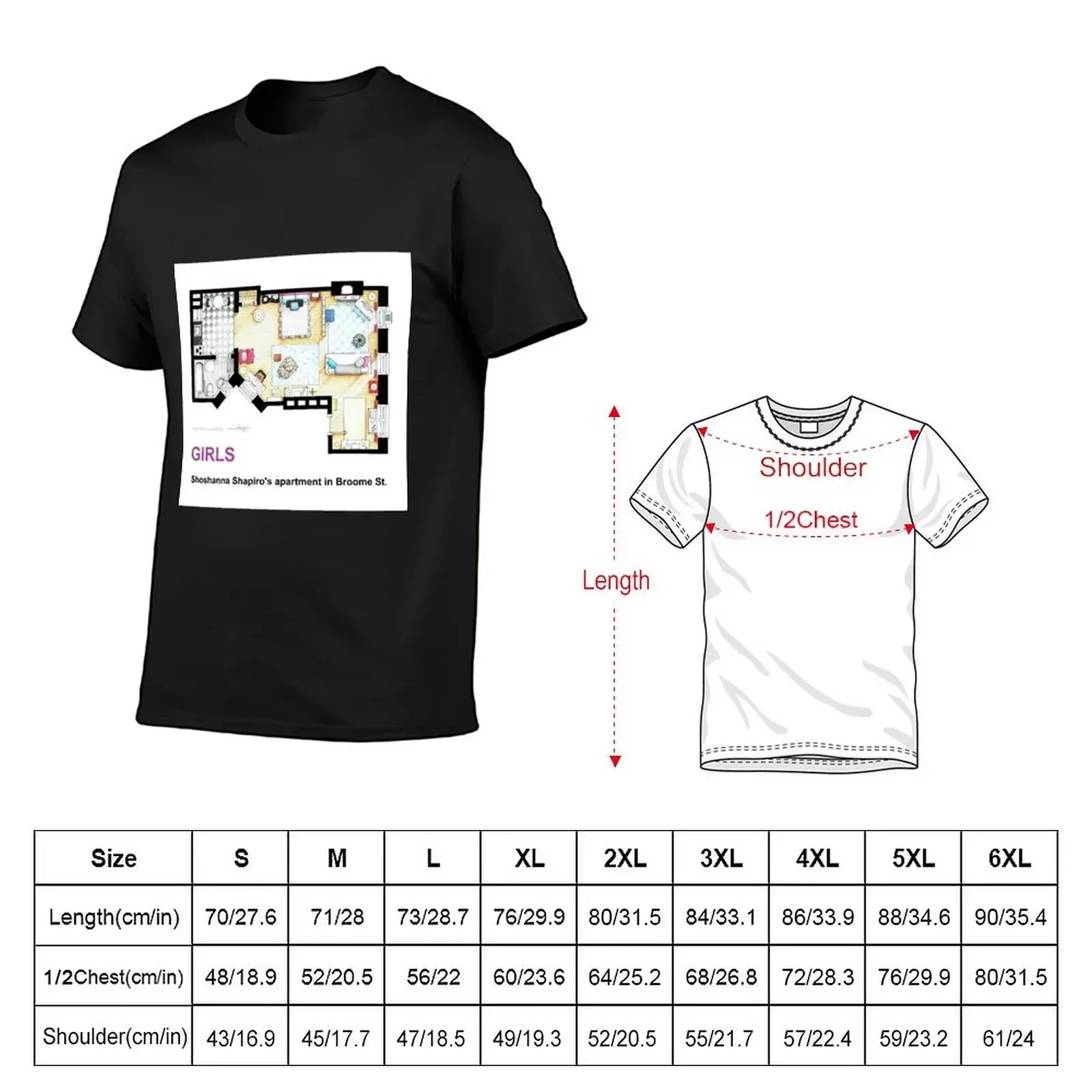 Floorplan of Shoshanna Shapiro's apartment from GIRLS T-Shirt customs rapper graphic tees anime stuff workout shirts for men