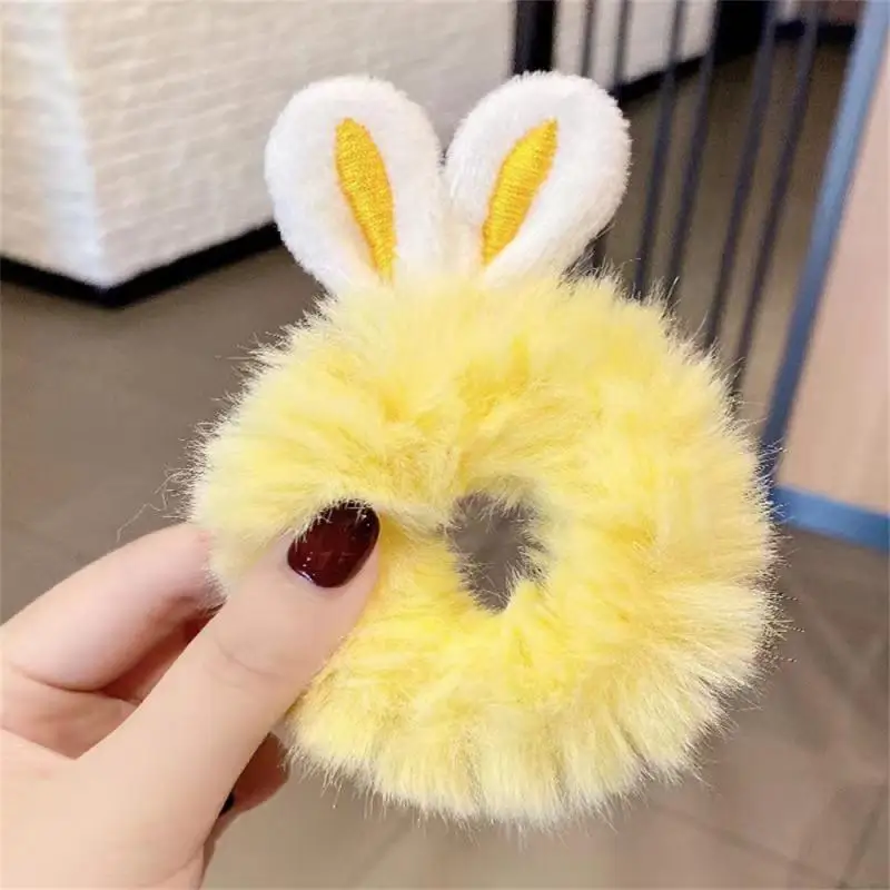 Rabbit Ears Plush Hairbands Girl Cartoon Cute Elastic Hair Ropes Children Colorful Ponytail Maruko Hair Tie Hair Accessories