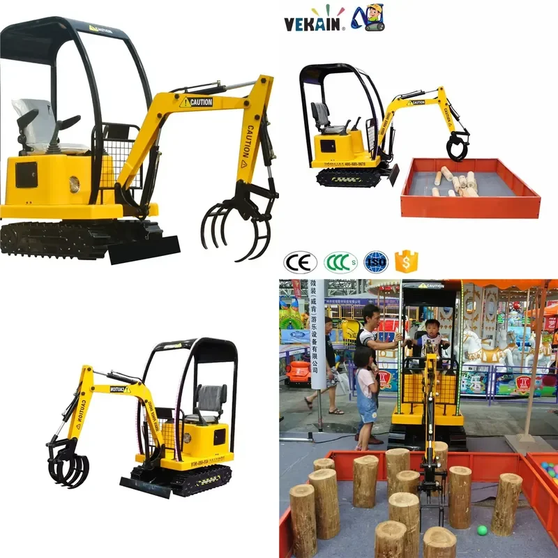 2026Hot Yellow Mini Electric Coin-Operated Metal Crane for Children Indoor Timber Grab & Excav for Adventure Parks &