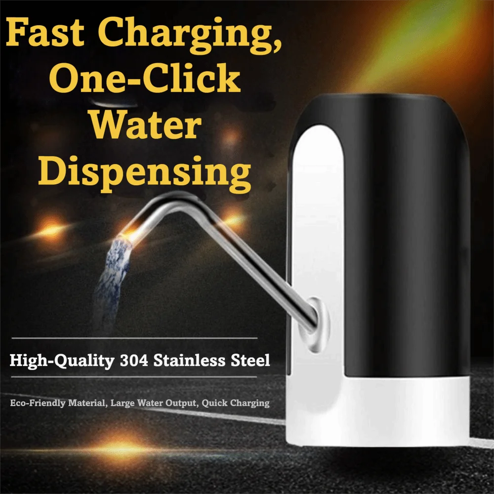 Barreled Water Bottle Pump One-button Switch With Extension Hose Electric Water Dispenser USB Rechargeable Automatic