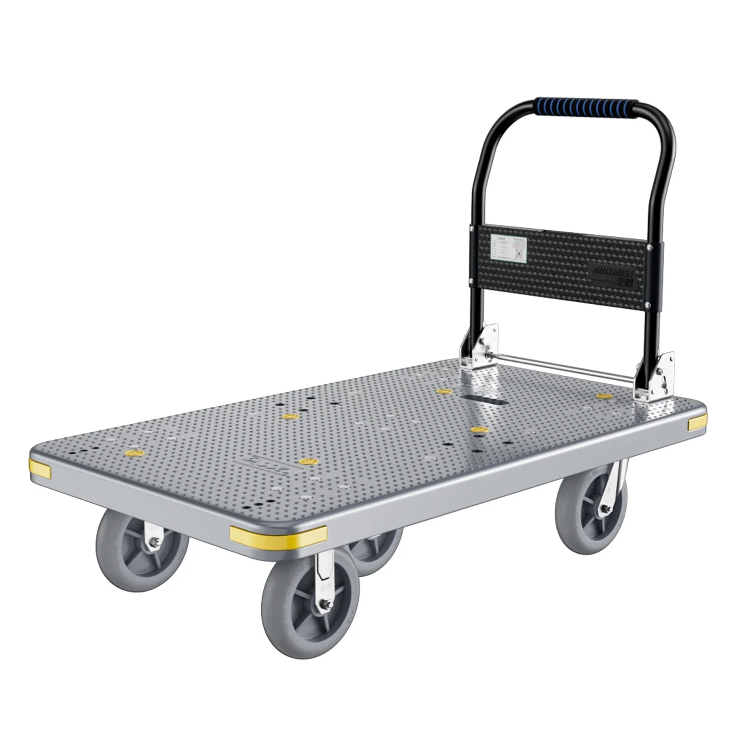 

High Load Capacity 1000kg(2000lbs) Foldable Five-Wheel Platform Nylon Handcart for Industrial Storage Durable and Long Lasting