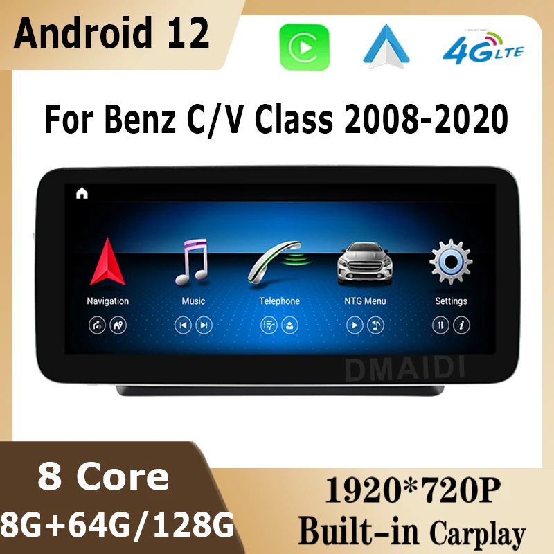 

Andriod 13 8G+128G 10.25/12.5inch Car GPS Multimedia Player For Mercedes Benz C-Class W204 W205 GLC X253 V Class W638 2008-2018