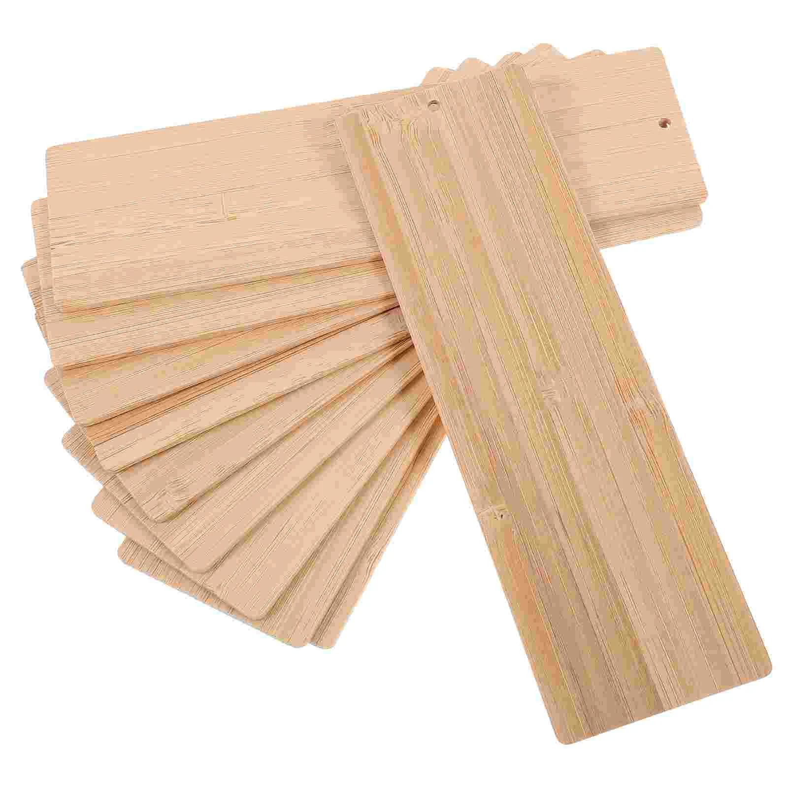 

10Pcs Rectangular Bookmarks Blank Cutout Bamboo Blank Rectangular Slices Embellishments Decors blank bookmarks