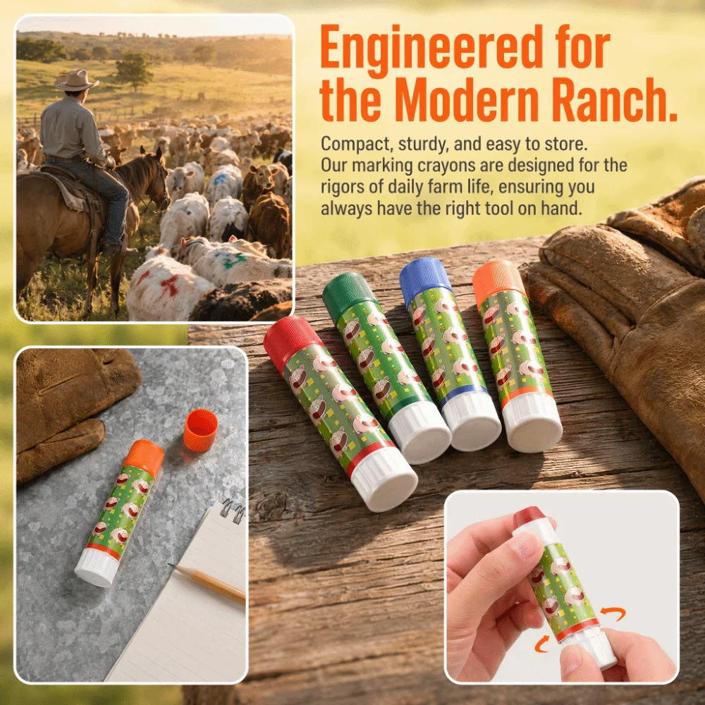 4Pcs Plastic Casing Livestock Marking Crayon Lipstick Style Rotation Paraffin Pig Marking Crayon Non Toxic Water Soluble
