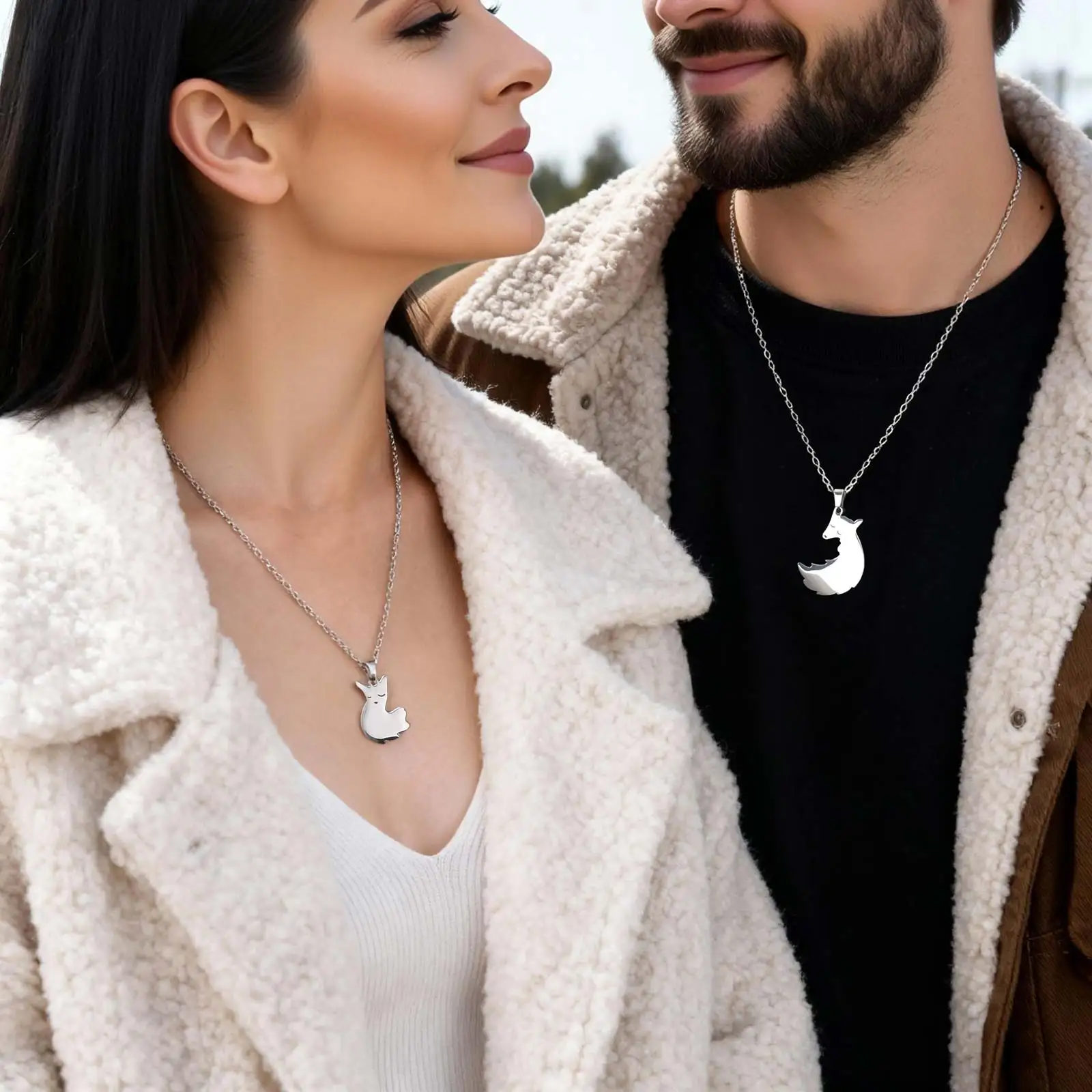 1/2 قطعة القلائد زوجين قابلة للتخصيص قلادة بسيطة الجودة الربط قلادة هدية عيد الحب مع نقش شخصي