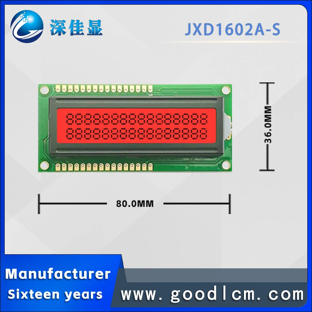 Imagem -03 - Módulo de Exibição de Temperatura Larga Positiva Vermelha Tamanho Pequeno Lcd 1602 Personagem Display Screen Jxd1602a-s Fstn Preço Barato