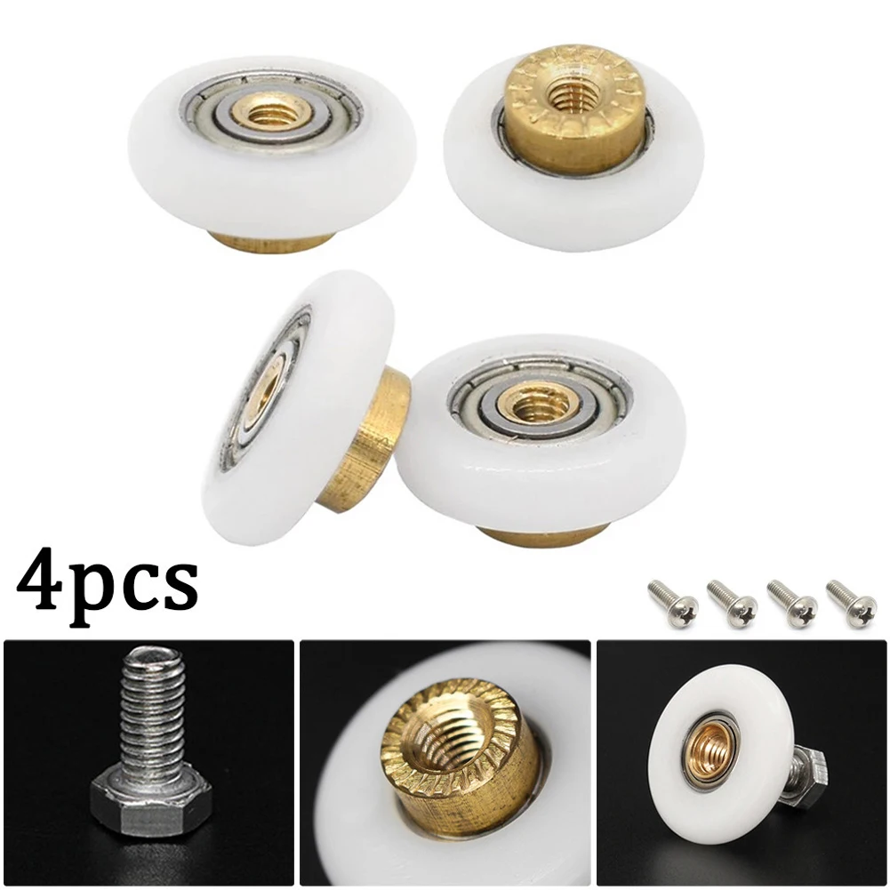 4pcs Shower Room Cabins Pulley Bathroom Shower Room Roller Runners Wheels Pulleys Diameter 20mm/23mm/25mm/27mm