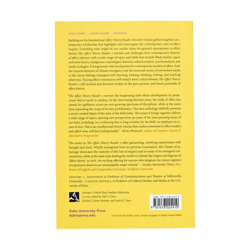 Le lecteur de théorie affectueuse 2Worldings Tensions Futures Gregory J SeigworthCarolyn Pedwell Duke University Press 9781478024910 Livre