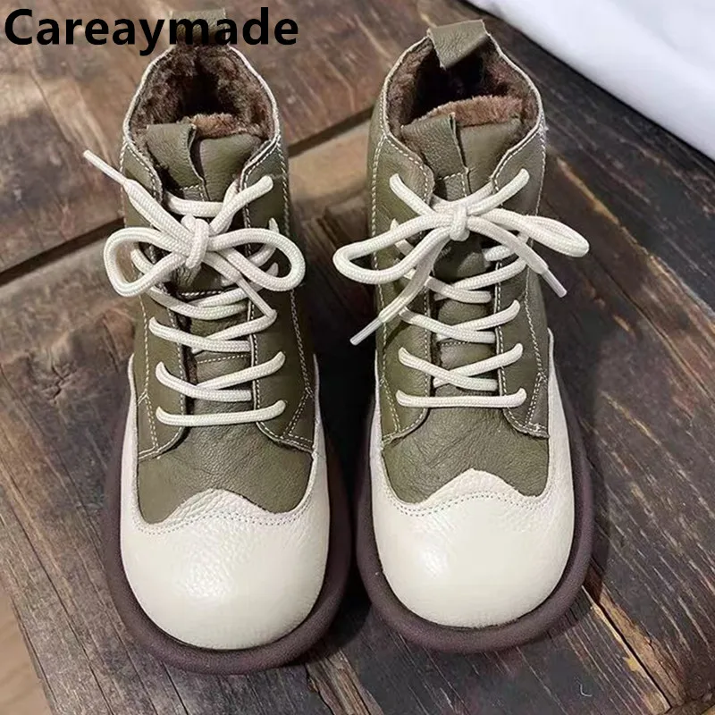 Careaymade-stivali corti da donna comodi con suola morbida in vera pelle autunno inverno scarpe da donna stivali Casual originali fatti a mano