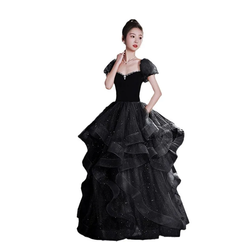 Black Women Evening Dresses Off Shoulder 2023 New Elegant Off The Shoulder Formal Long Prom Ball Gown Robe Celebrity Banquet