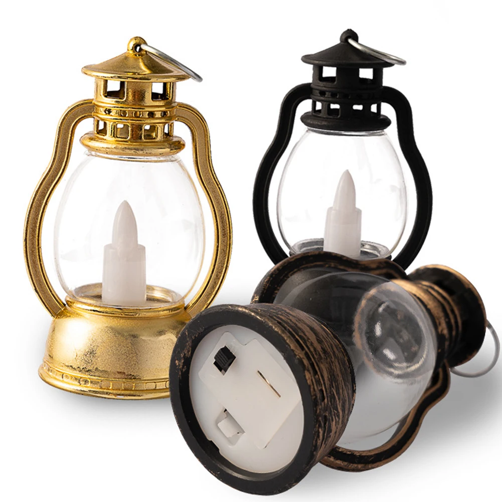 1-10PC Mini Kerosene Lantern Retro Oil Lamp Flameless LED Lamp Electronic Candle Light Dollhouse Home Decor Christmas Decoration