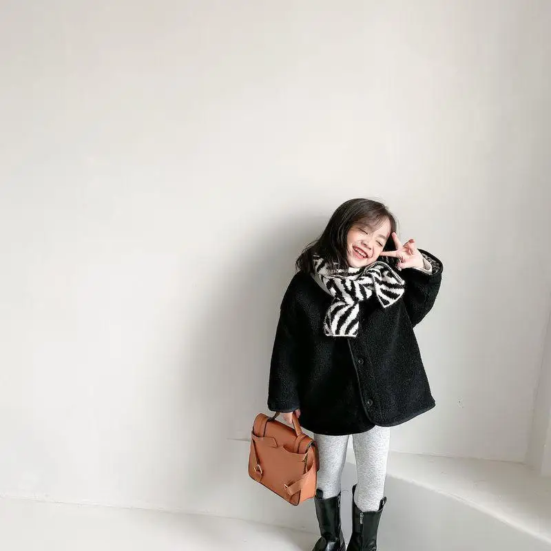 Children Clothing 2022 Autumn Winter Girls New Fashionable Children Korean Style Thickened Warm Lamb Cashmere Double Wear Coat