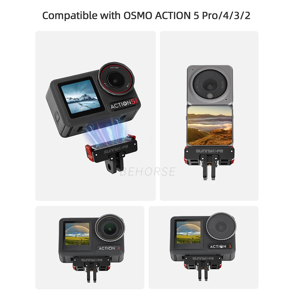حامل محول مغناطيسي Ouick-Release لـ DJI Osmo Action 5 Pro إطار حماية قاعدة قابلة للطي لملحقات Action 4/3
