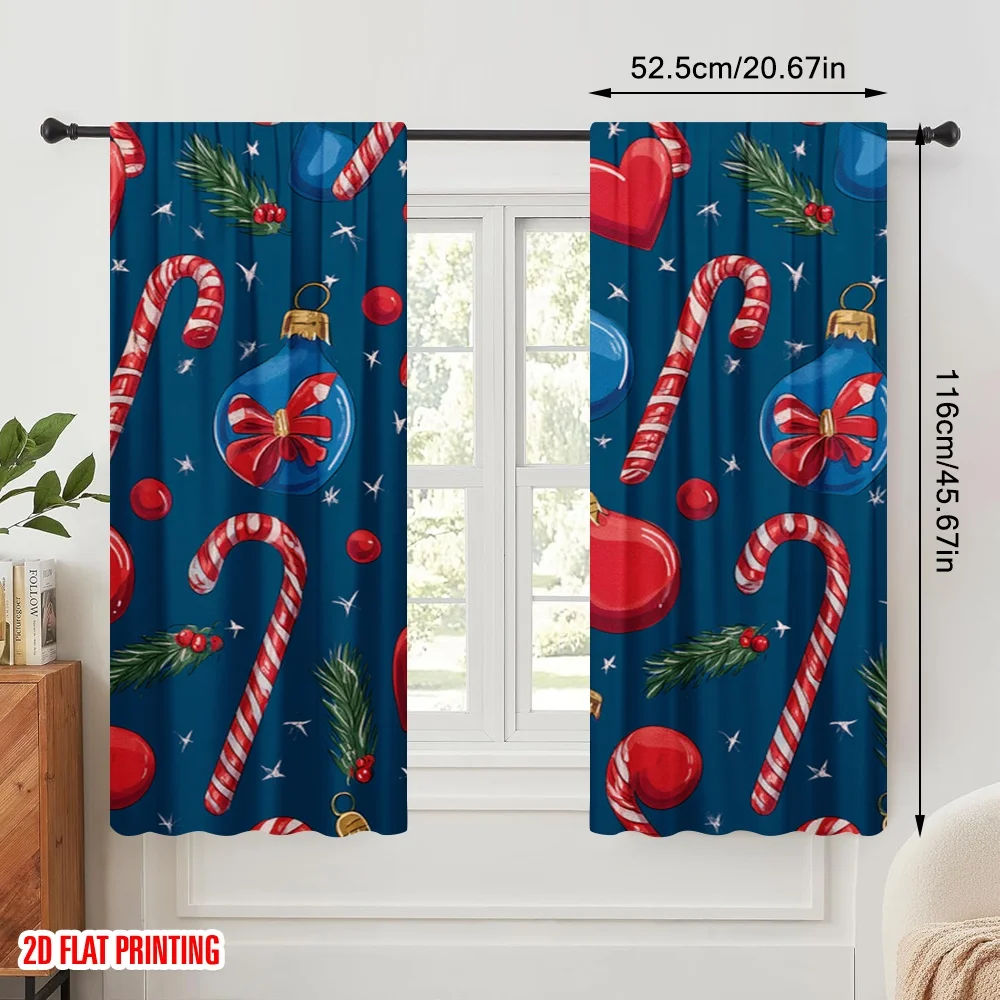 2 قطعة، ستارة نافذة مطبوعة على شكل طائرة ثنائية الأبعاد an_illustration_of_christmasf921ea1cb62a ديكورات بوليستر متينة (بدون قضيب) #2