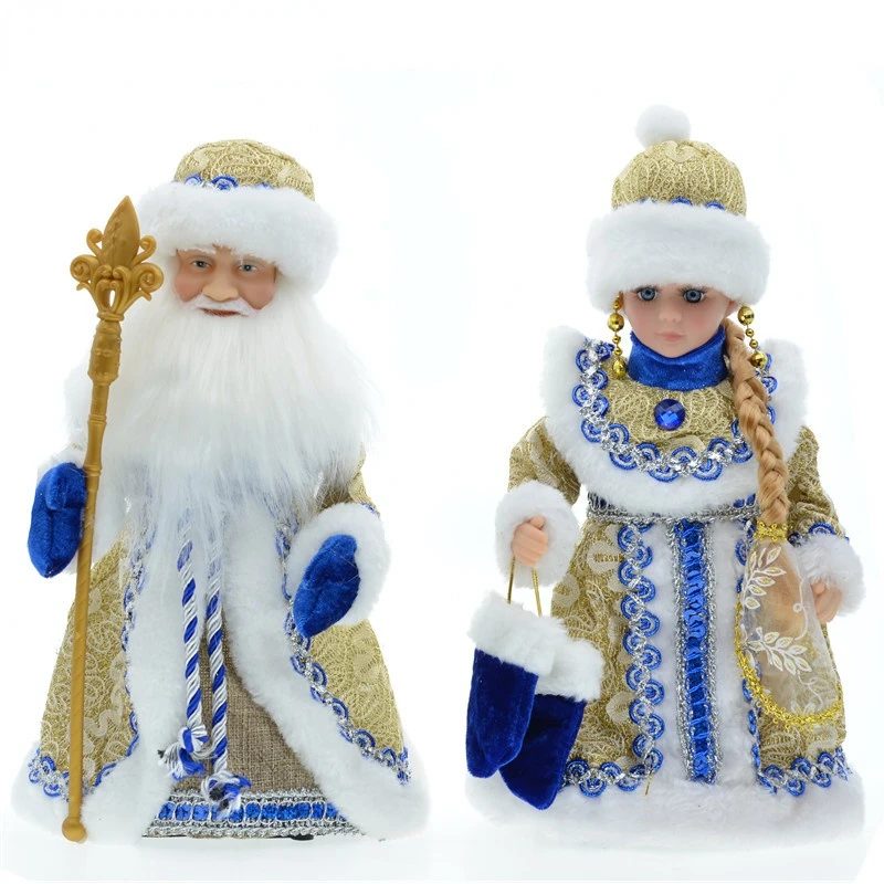 

30cm Christmas Ornaments Electric Santa Claus Snow Maiden Musical Dancing Plush Dolls Toys Gift Decoration for Home Navidad 2022