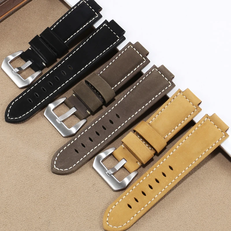 Frosted Leather Watch Strap With Substitute TIMEX Tidal Series T2N720/T2N72 Convex Interface Cowhide Watchband 14/16mm