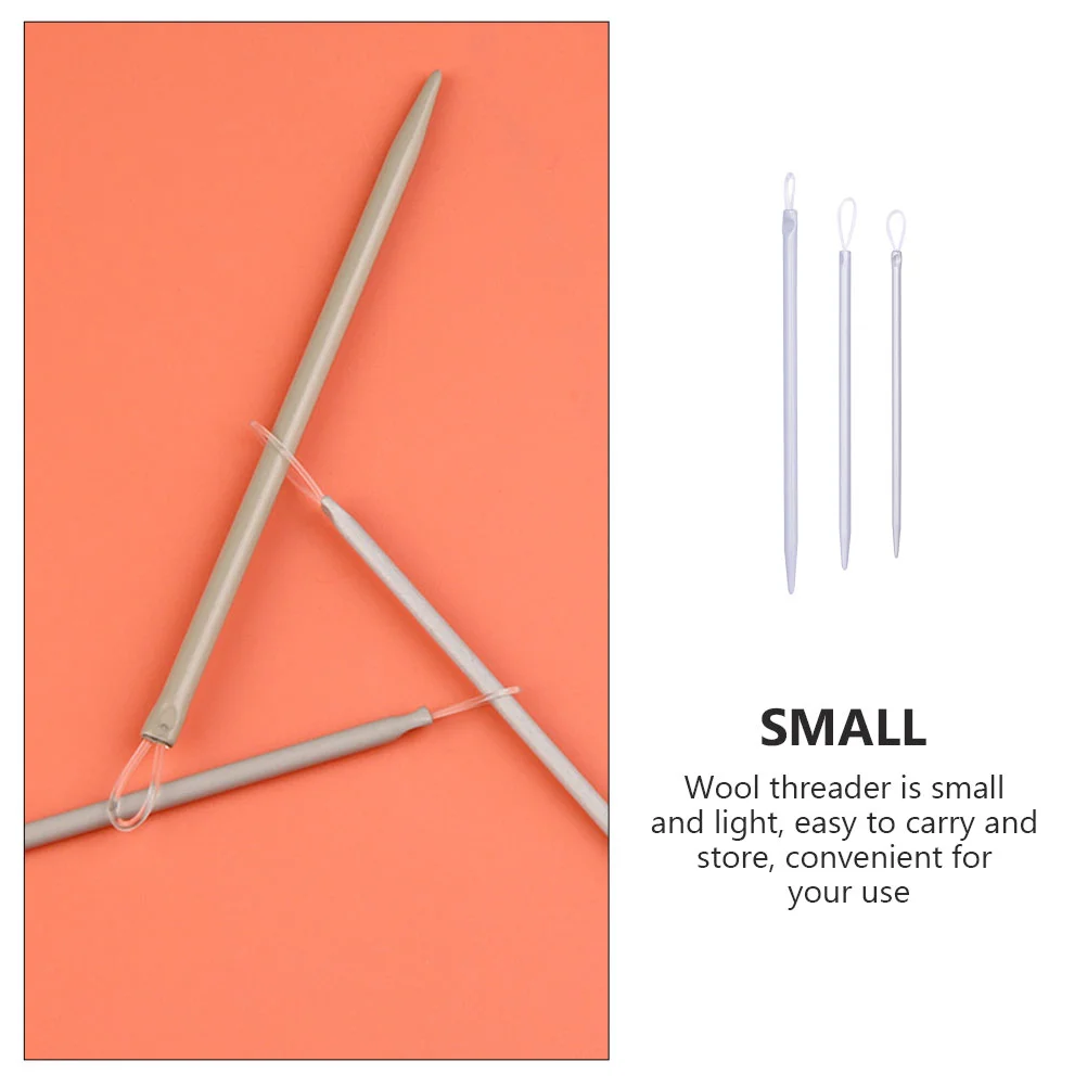 3 Pcs Yarn Threader Knitting Tool Plastic Wool Needle with Loop Needles for Home Threading